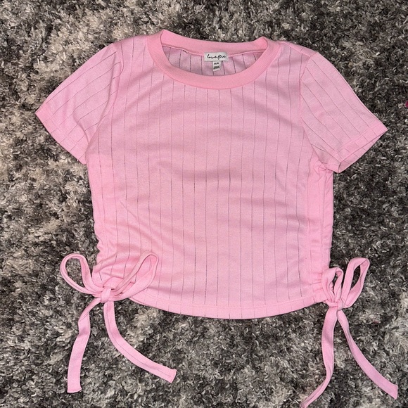Love, Fire Pink Ruched Side Crop Top - Picture 1 of 3